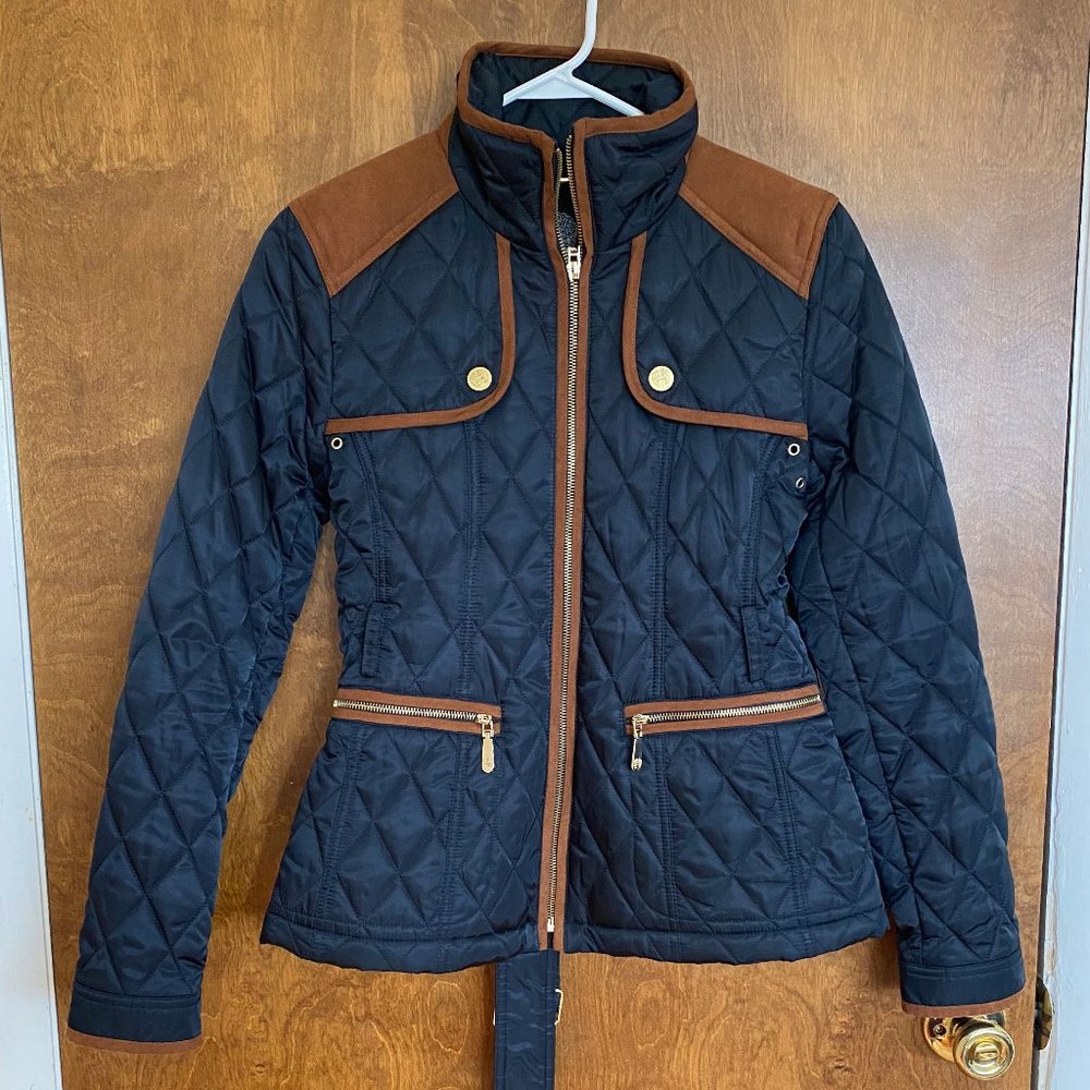 Vince Camuto Navy Quilted Field Jacket